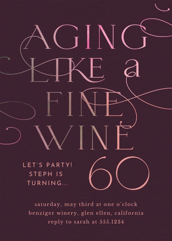 Aging well typography - invitación de cumpleaños