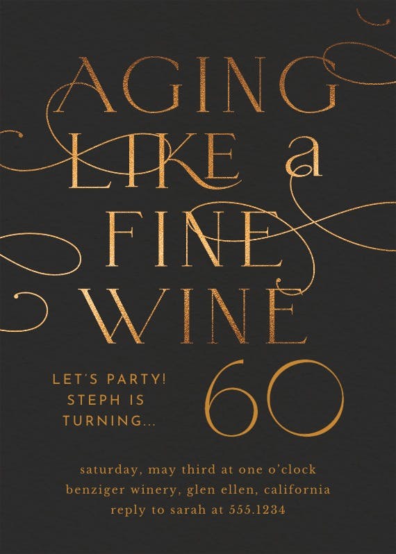 Aging well typography - birthday invitation