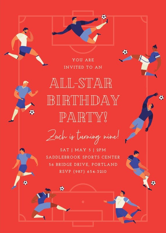 All star soccer - invitación de fiesta