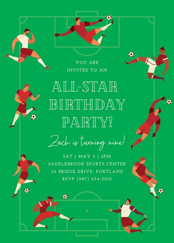 All star soccer -  invitación de cumpleaños