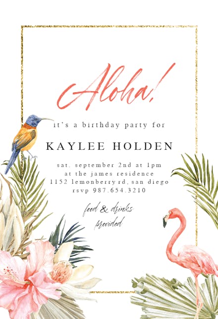 Birthday Printable Invitation Floopaloo Theme for Whatsapp 