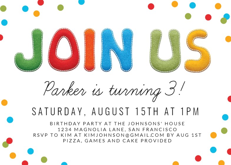 Alphabet - party invitation