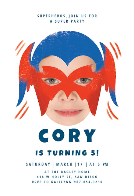 American hero - birthday invitation