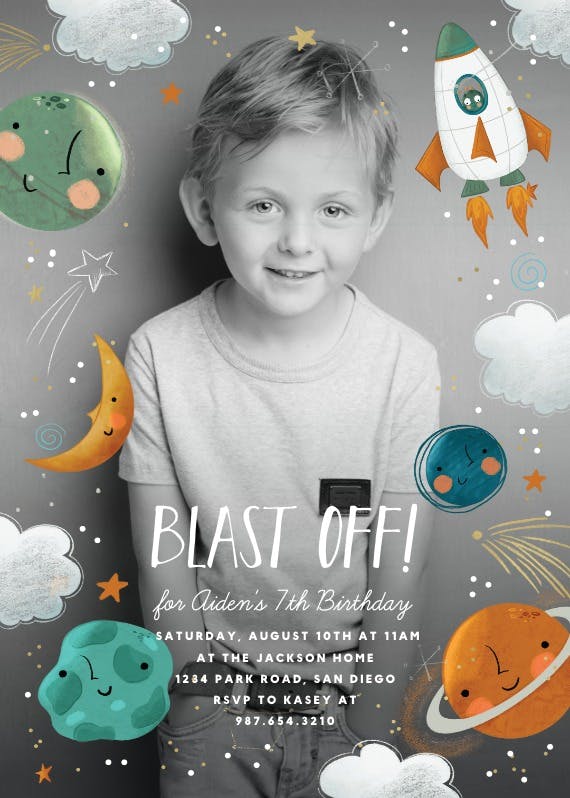 Around with planets - printable party invitation