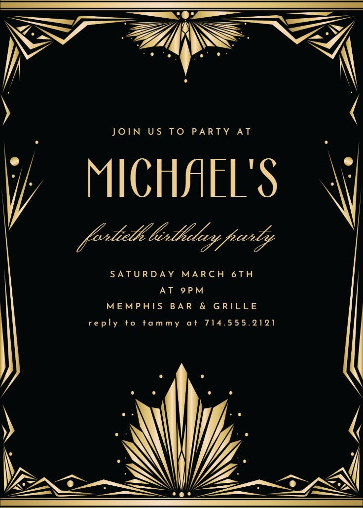 Art deco frame - cocktail party invitation