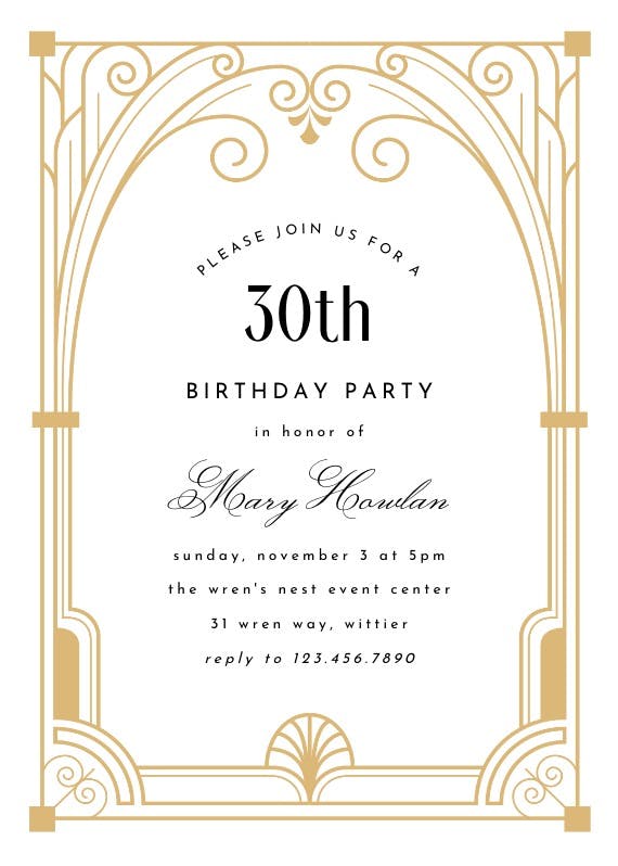 Art deco gate - printable party invitation