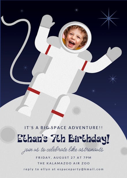 Astronaut - Birthday Invitation Template (Free) | Greetings Island