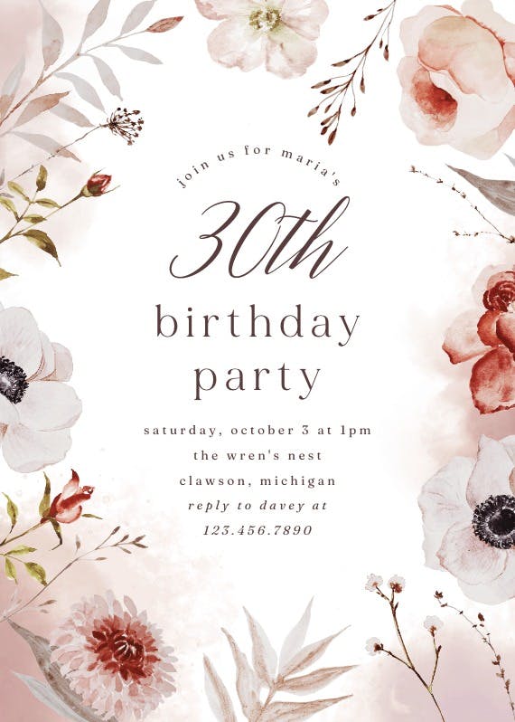 Autumnal watercolor - birthday invitation