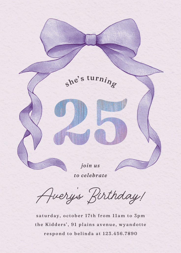 Ballerina bow - birthday invitation