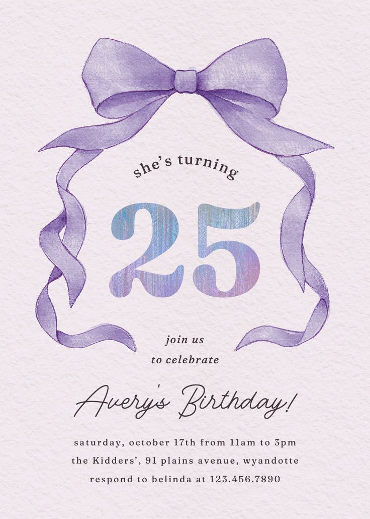 Ballerina bow - invitación de cumpleaños