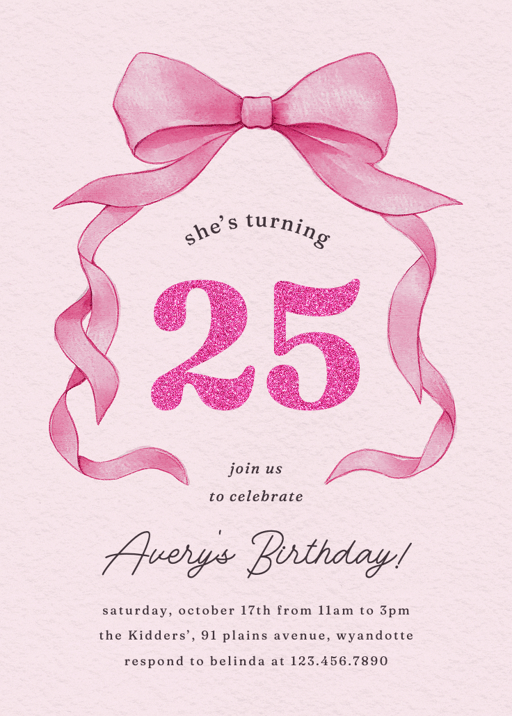 Ballerina bow - birthday invitation