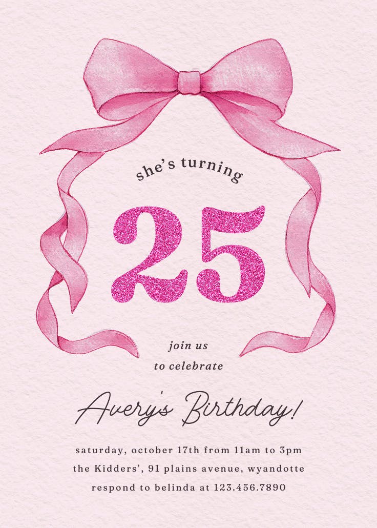 Ballerina bow - invitación de cumpleaños