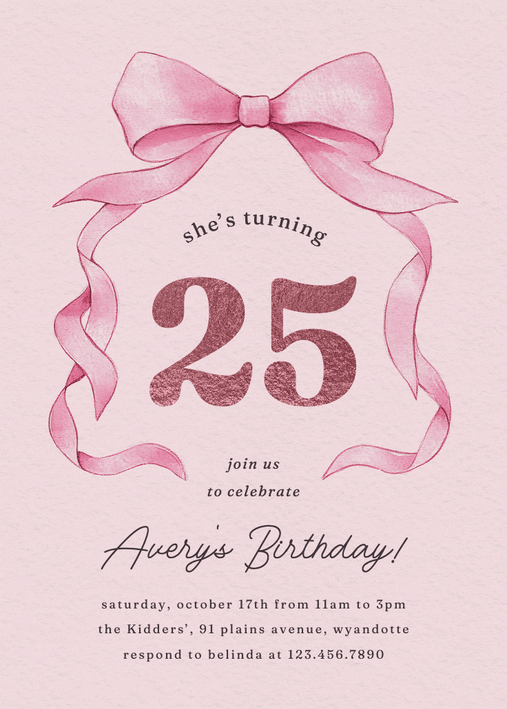 Ballerina bow - birthday invitation