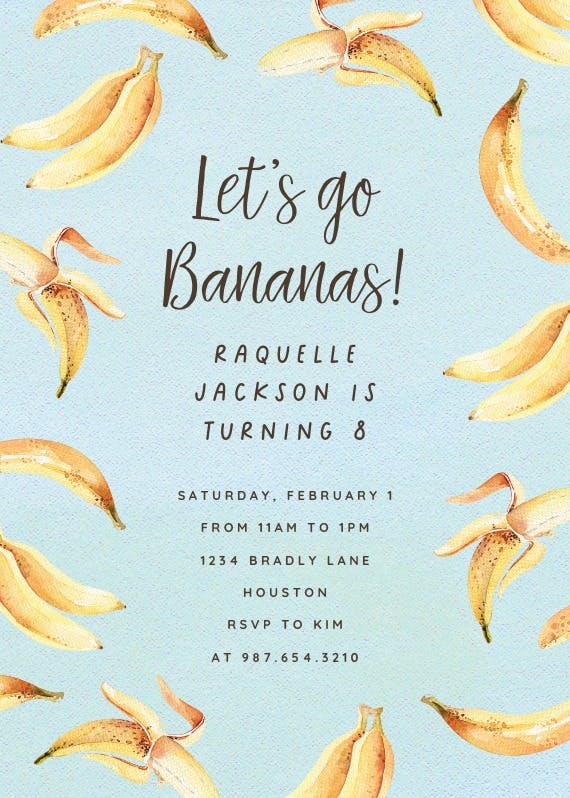 Bananas -  invitación de cumpleaños