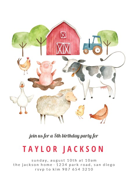 Farm Barn Birthday Invitation Template Greetings Island