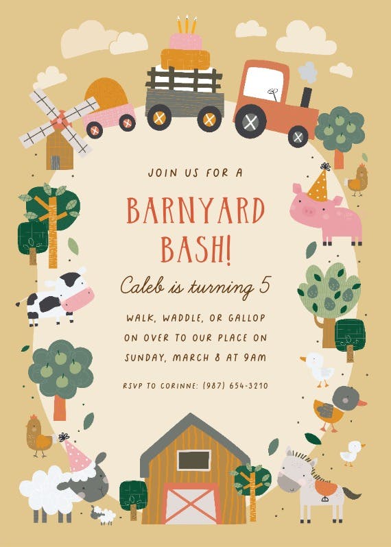 Barnyard bash -  invitación de cumpleaños