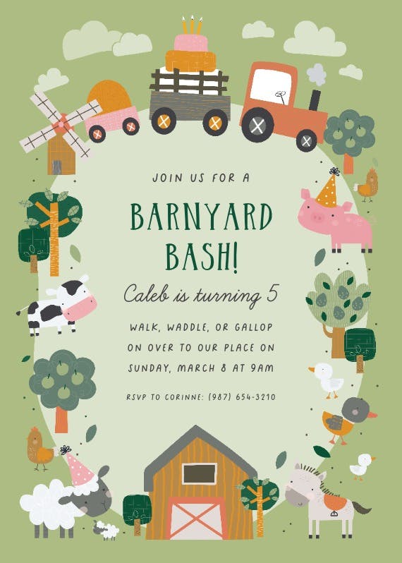 Barnyard bash - party invitation