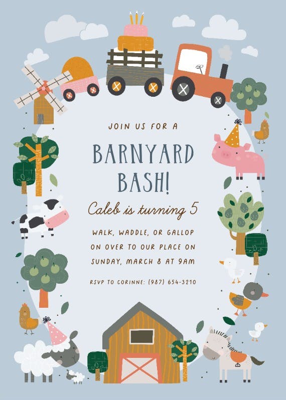 Barnyard bash - party invitation