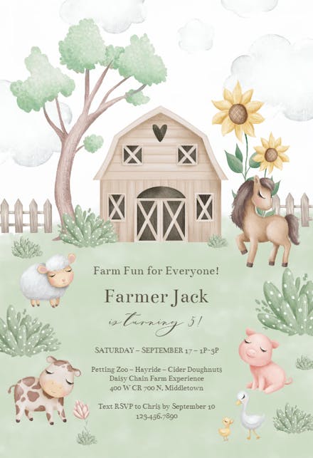Farm Barn - Birthday Invitation Template | Greetings Island Farm Barn - Birthday Invitation Template | Greetings Island