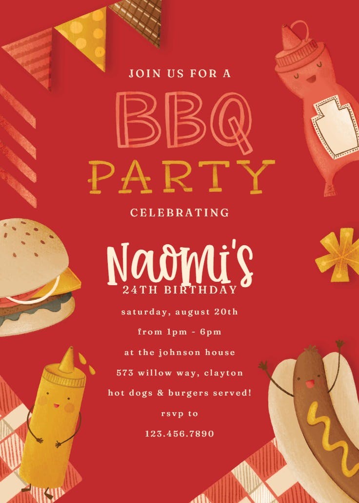 Bbq birthday party - bbq party invitation