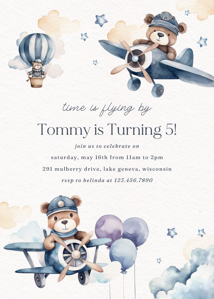 Beary cute pilot - invitation