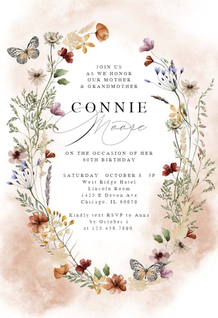Beautiful Blooms - Birthday Invitation