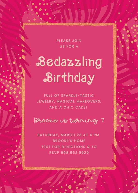 Bedazzling day - birthday invitation