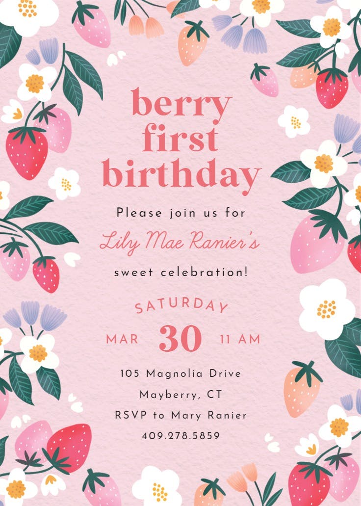 Berry sweet - invitación de cumpleaños