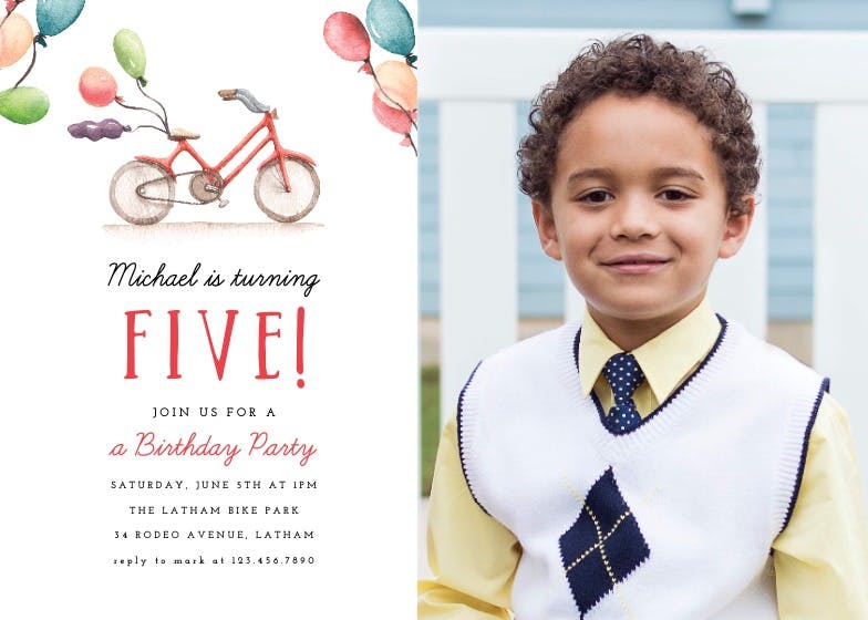 Bicycle - invitación de fiesta de cumpleaños con foto