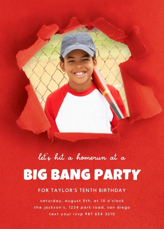 Big bang -  invitación para fiesta
