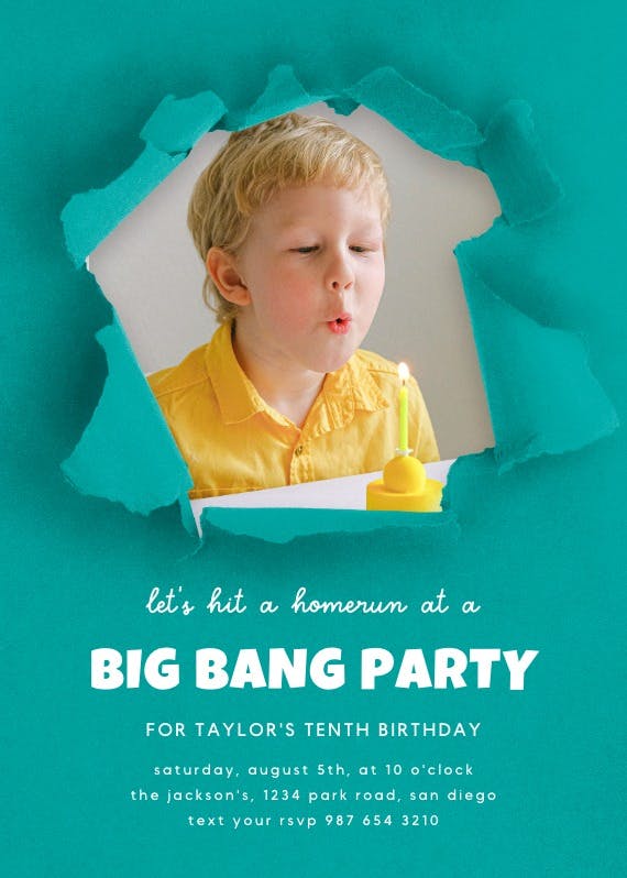 Big bang -  invitación de fiesta