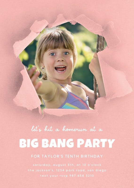 Big bang -  invitación de fiesta de cumpleaños con foto