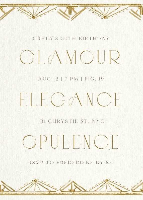 Big opulence text - birthday invitation