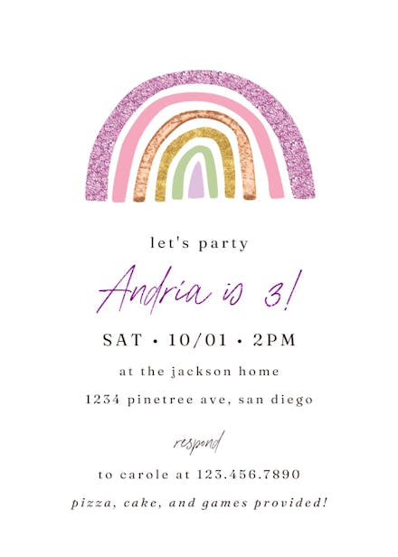 Big Rainbow And Sky Birthday Invitation Template Greetings Island 5719