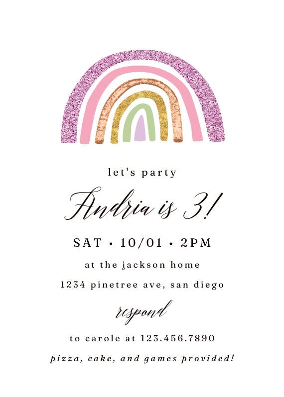 Big rainbow and sky - party invitation