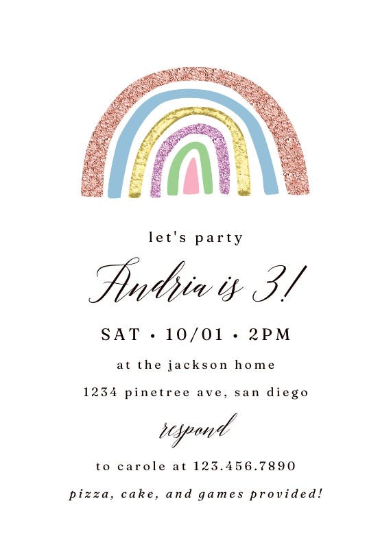 Big rainbow and sky - party invitation