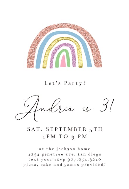 Big Rainbow And Sky - Birthday Invitation Template (Free) | Greetings ...