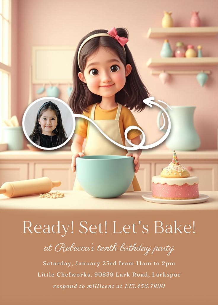 Birthday baker - printable party invitation