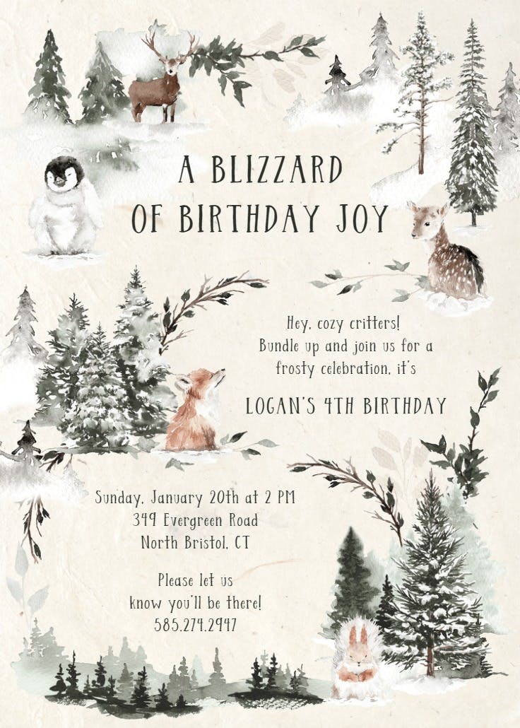 Birthday blizzard - birthday invitation