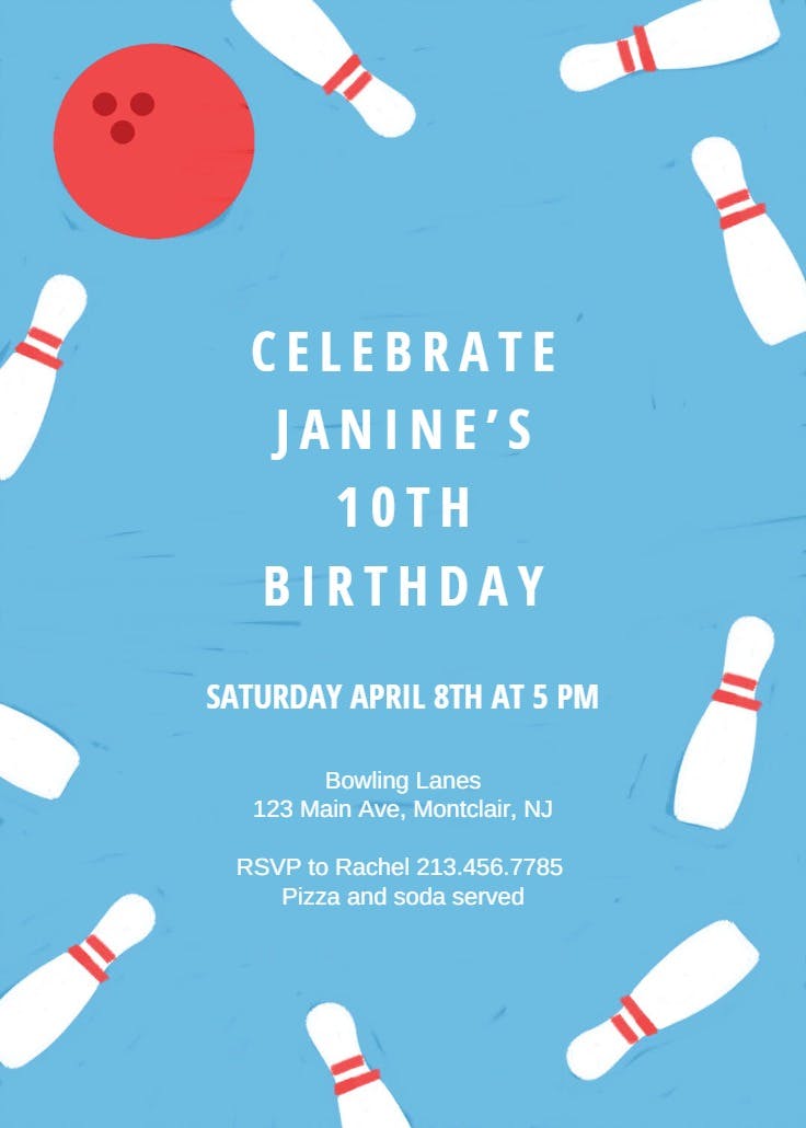 Birthday bowling - sports & games invitation