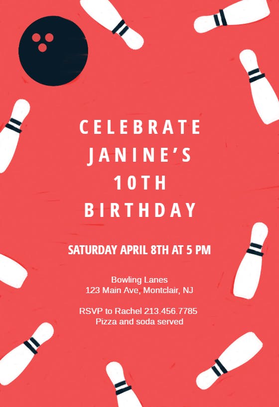 Birthday bowling -  invitación de cumpleaños