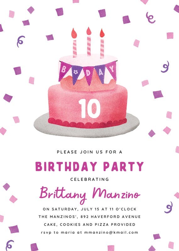Birthday cake -  invitación de cumpleaños