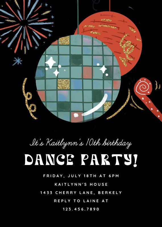 Birthday dance party - party invitation