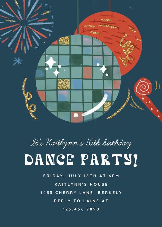 Birthday dance party - invitation
