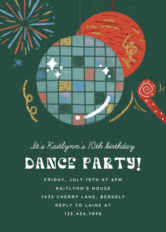 Birthday dance party - invitation