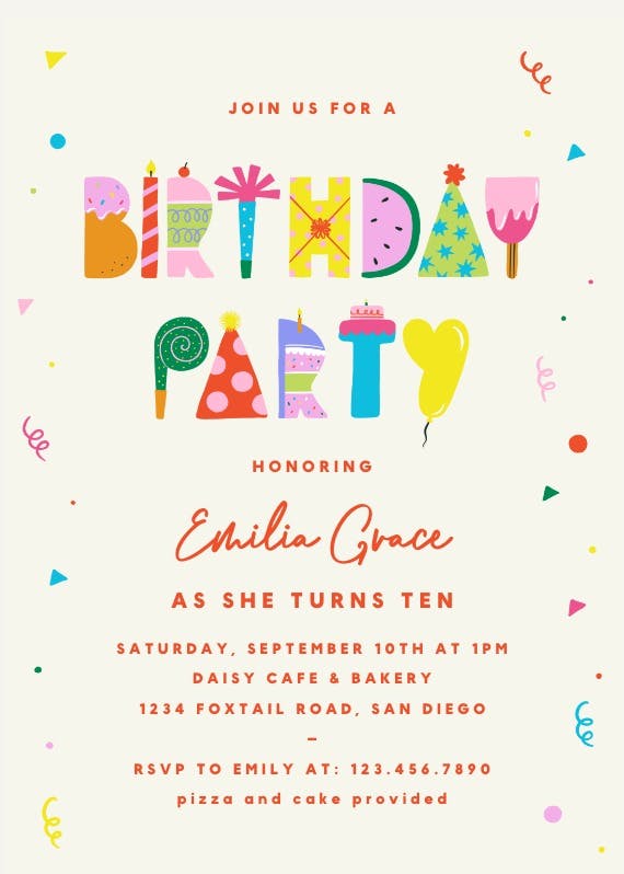 Birthday party happy typo -  invitación de cumpleaños