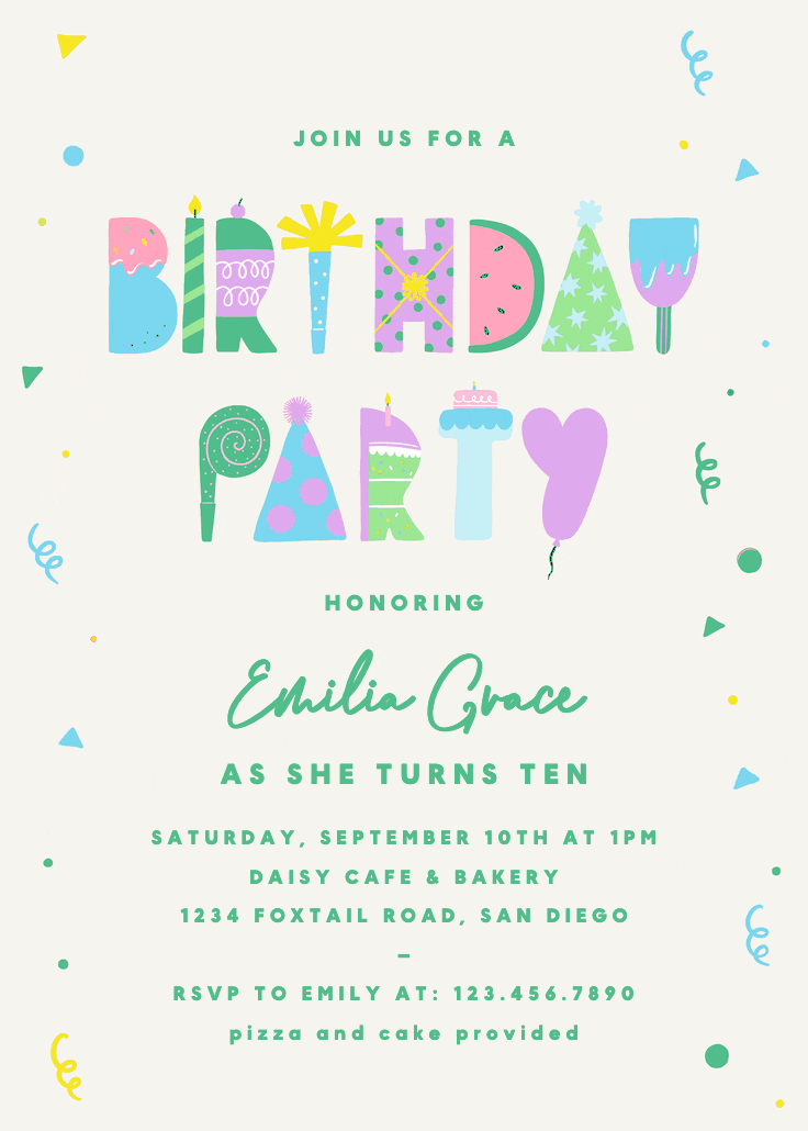 Birthday party happy typo - invitación de cumpleaños
