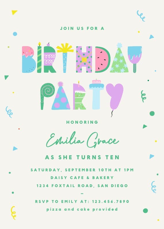 Birthday party happy typo -  invitación de cumpleaños