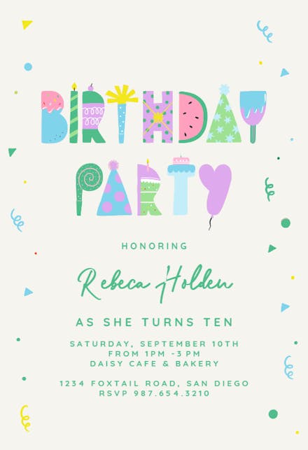 Birthday Party Happy Typo - Birthday Invitation Template | Greetings Island