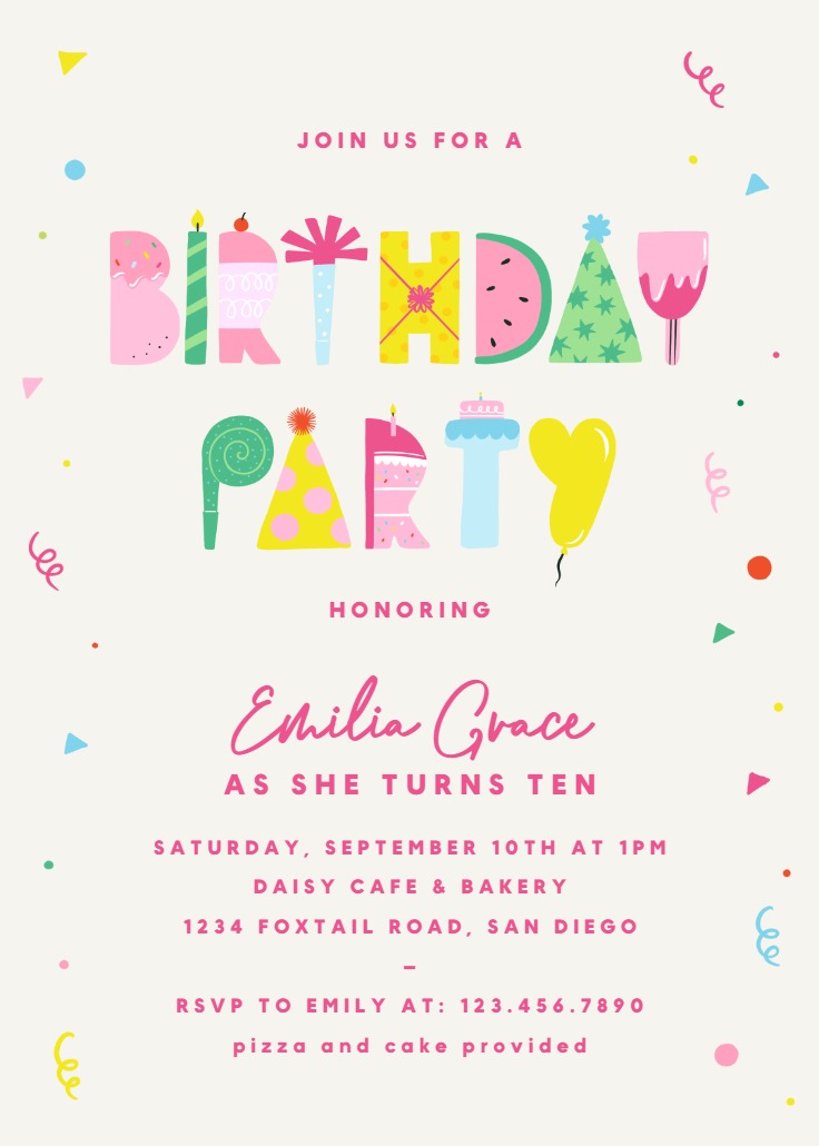 Birthday party happy typo - Birthday Invitation Template | Greetings Island